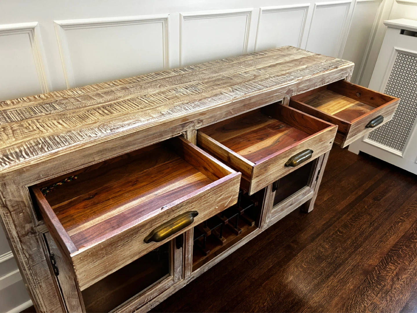 Wooden Sideboard with Wine Rack and Glass Doors - photo 5