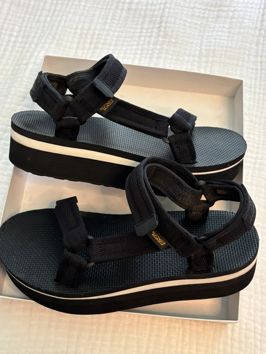 Teva Black Platform Sandals Size 8