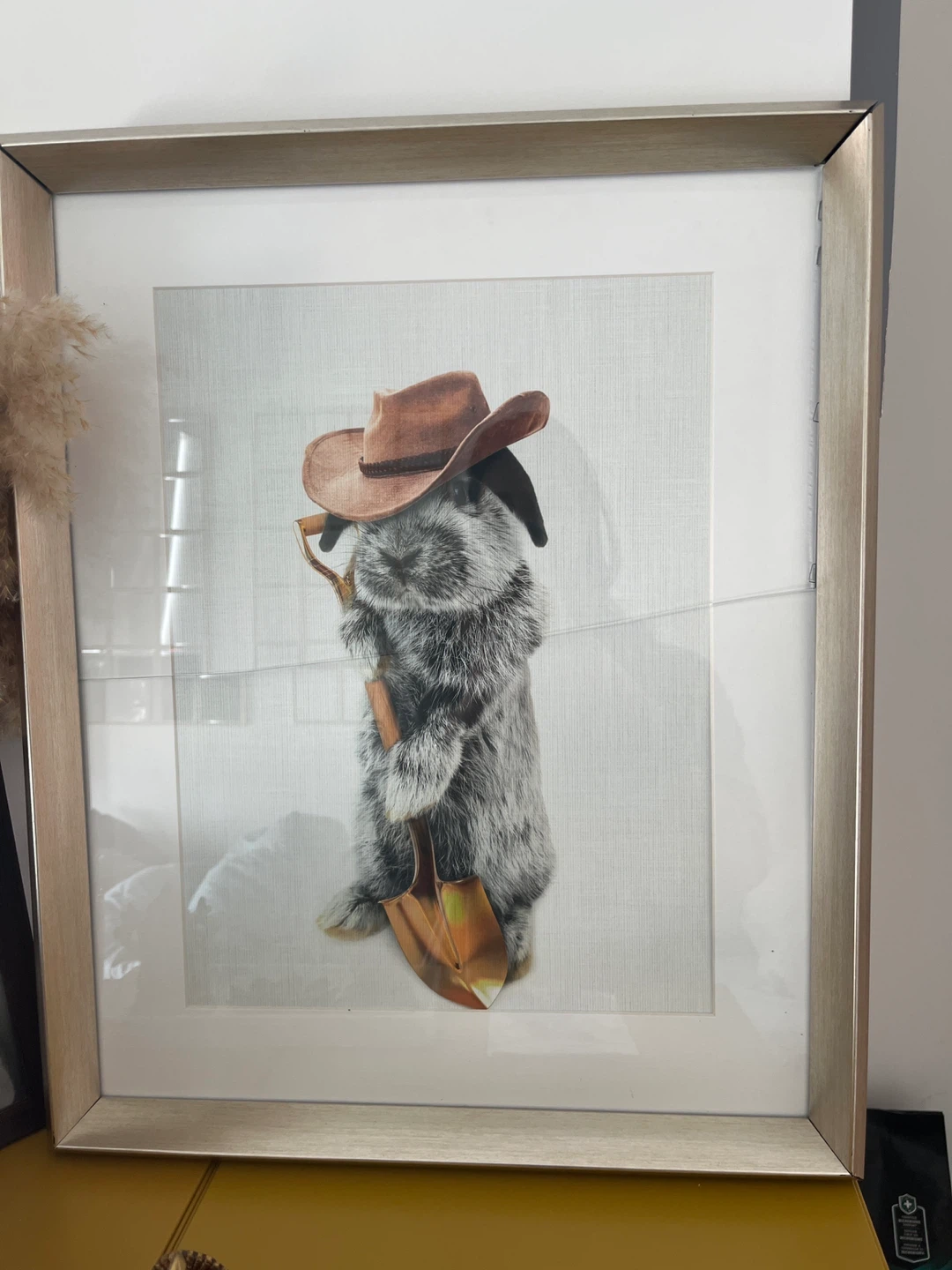 Framed Artwork: Bunny with Cowboy Hat and Shovel