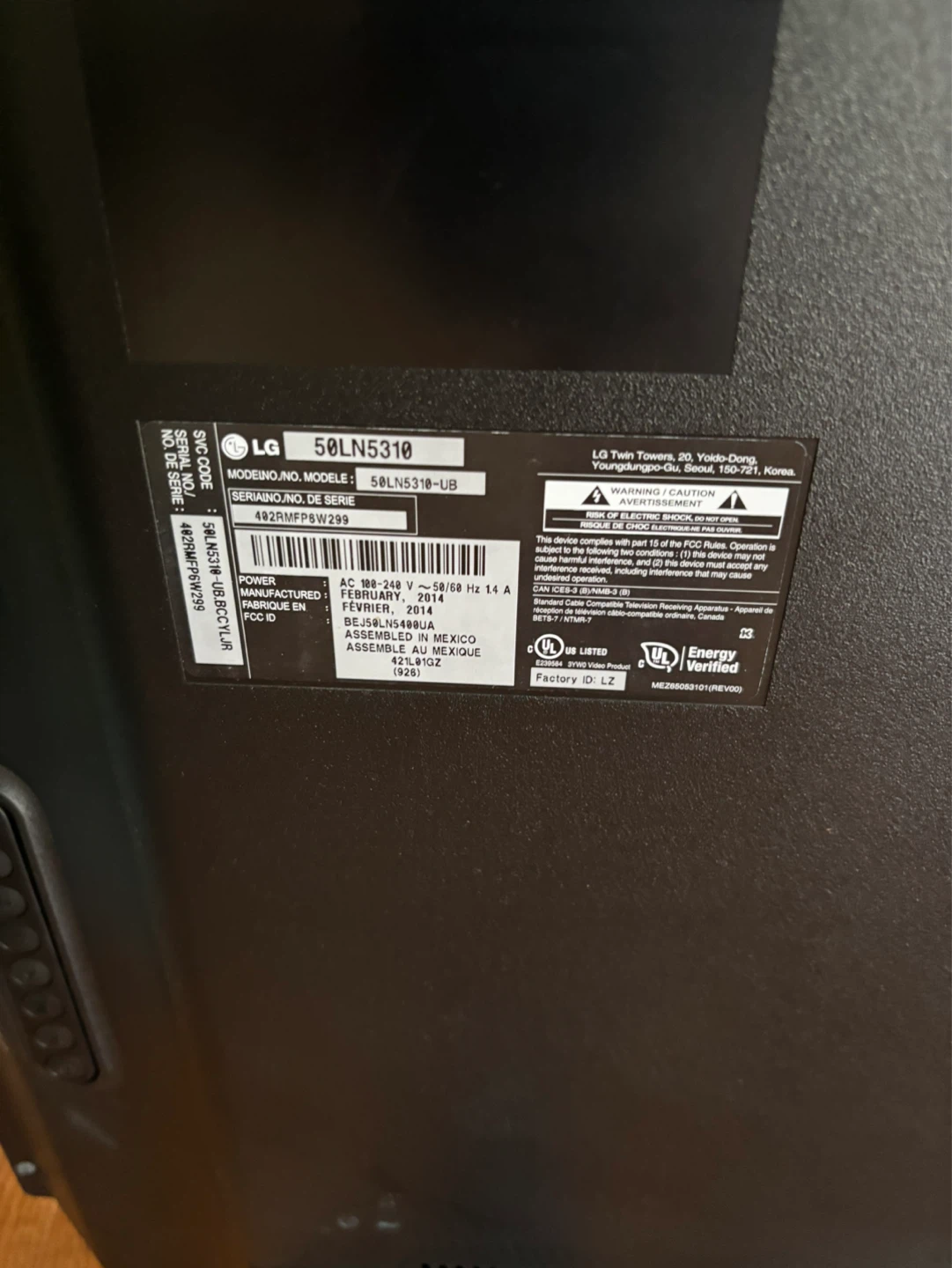 LG 50" 50LN5310-UB Television - photo 3