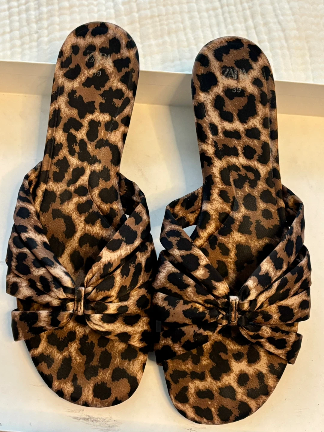 ZARA Leopard Print Slide Sandals Size 9 - photo 2