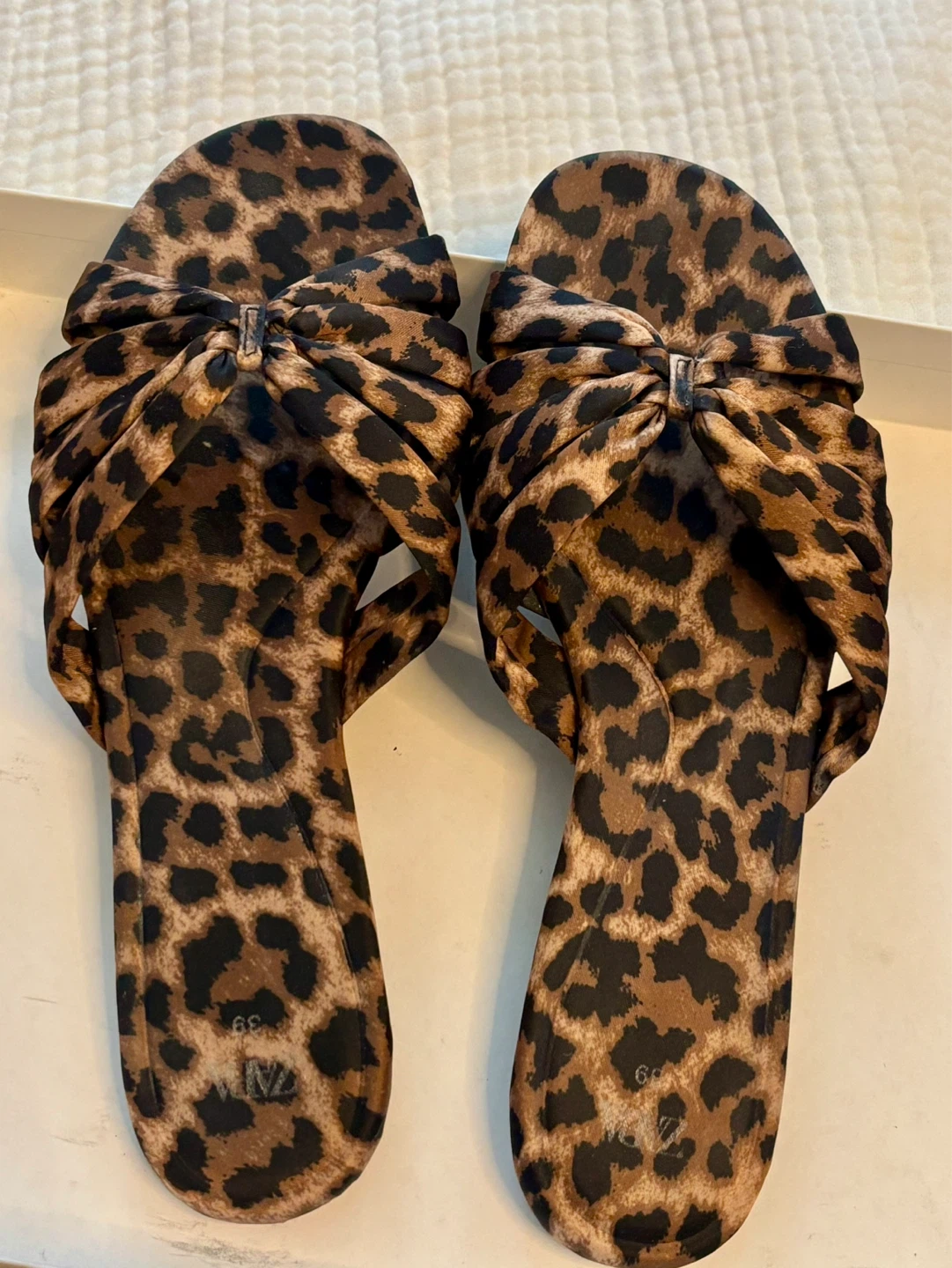 ZARA Leopard Print Slide Sandals Size 9
