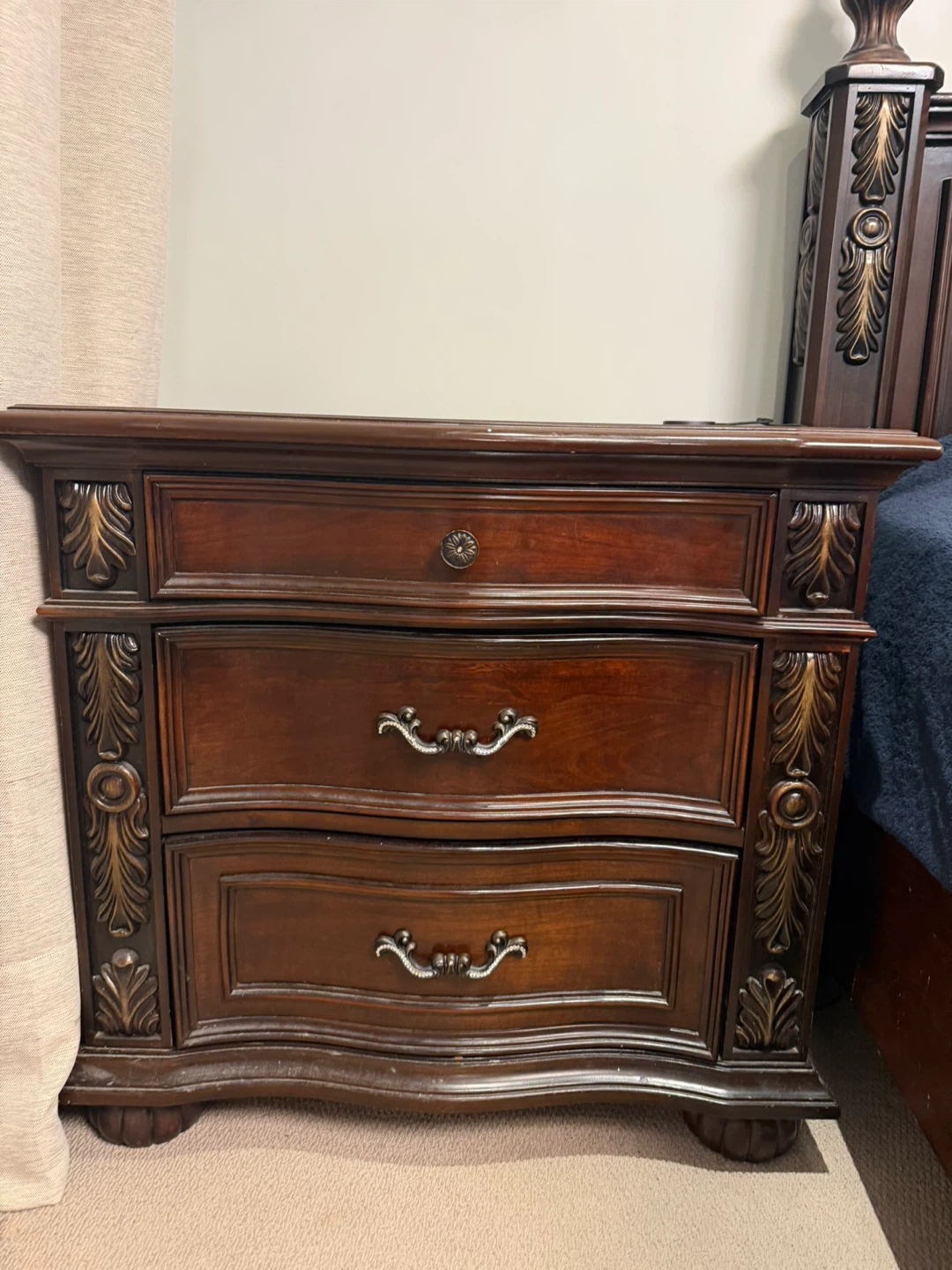 Wooden Dresser with Mirror and Tufted Headboard Bed - photo 3