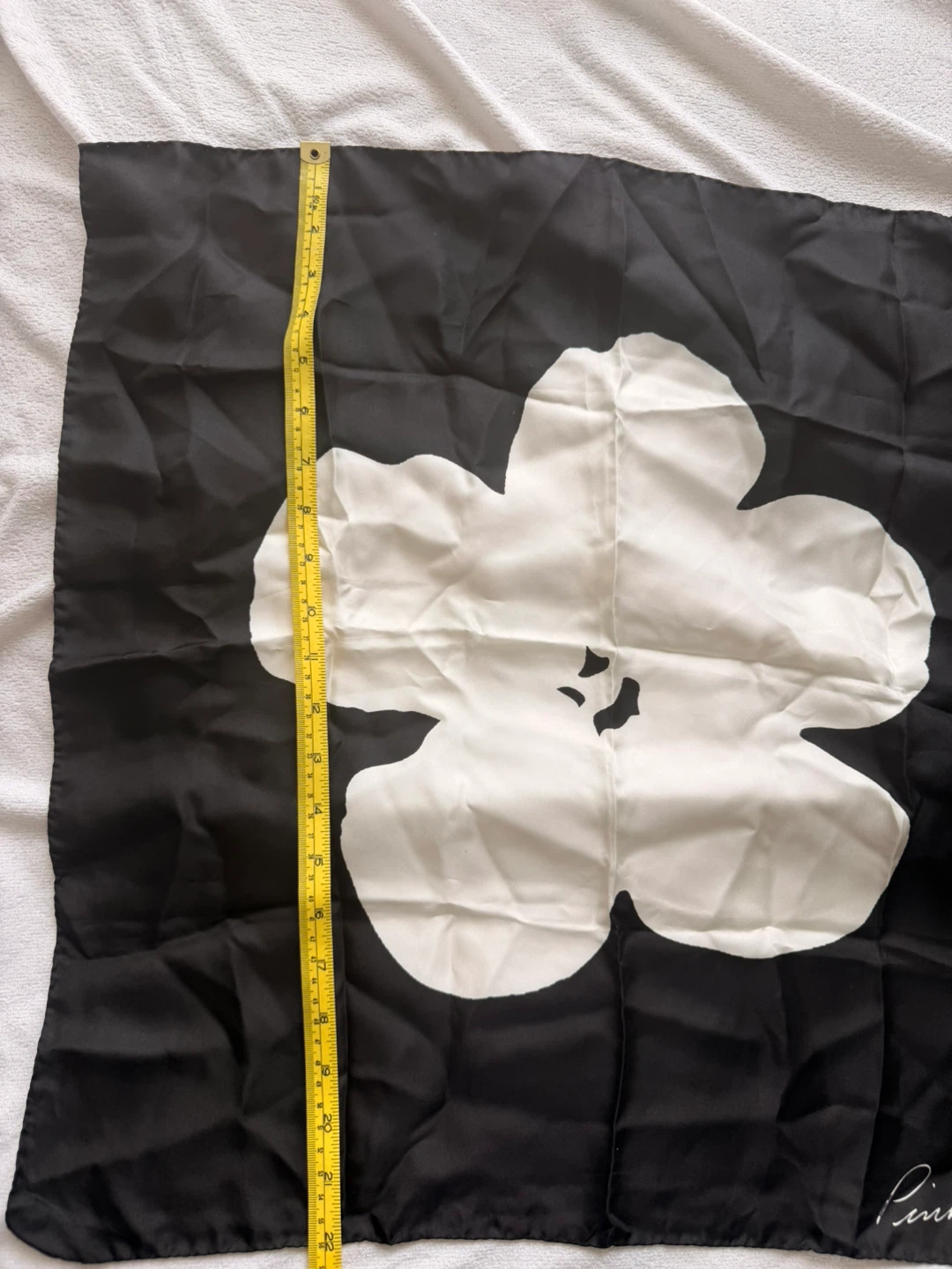 Pink Tartan Black White Flower Silk Scarf - photo 2