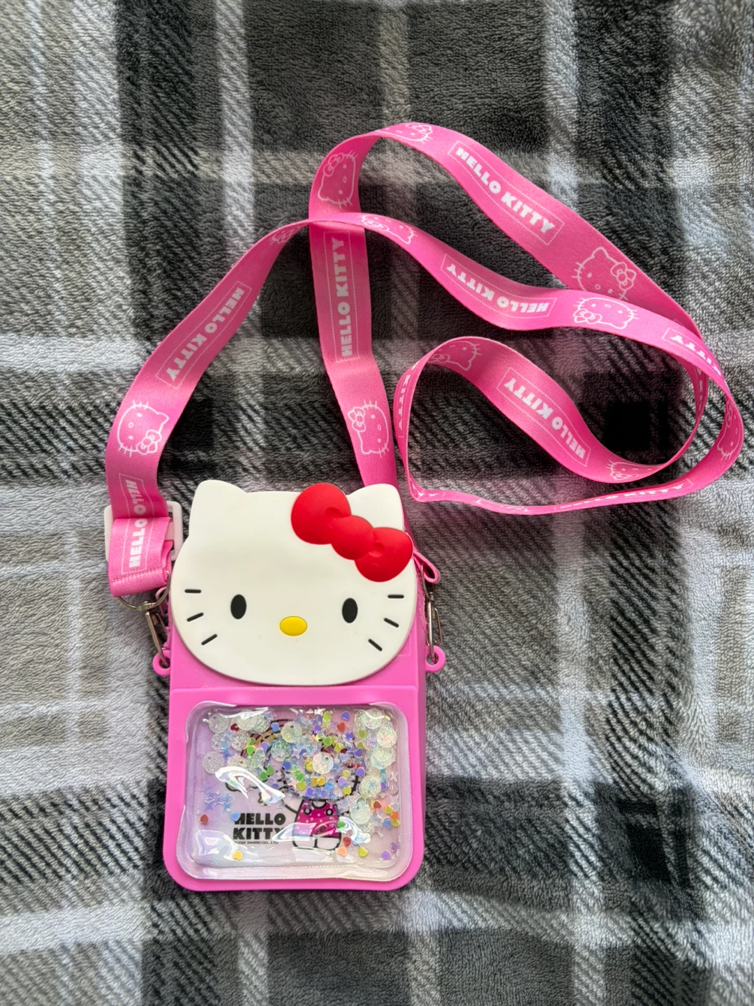 Hello Kitty Pink Lanyard Pouch with Glitter