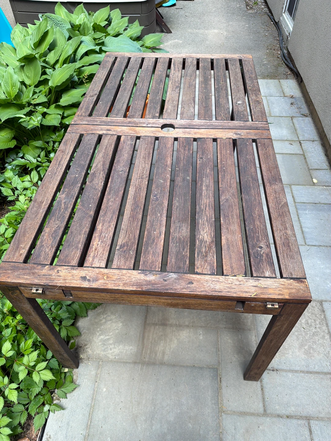 Wooden Outdoor Table with Umbrella Hole