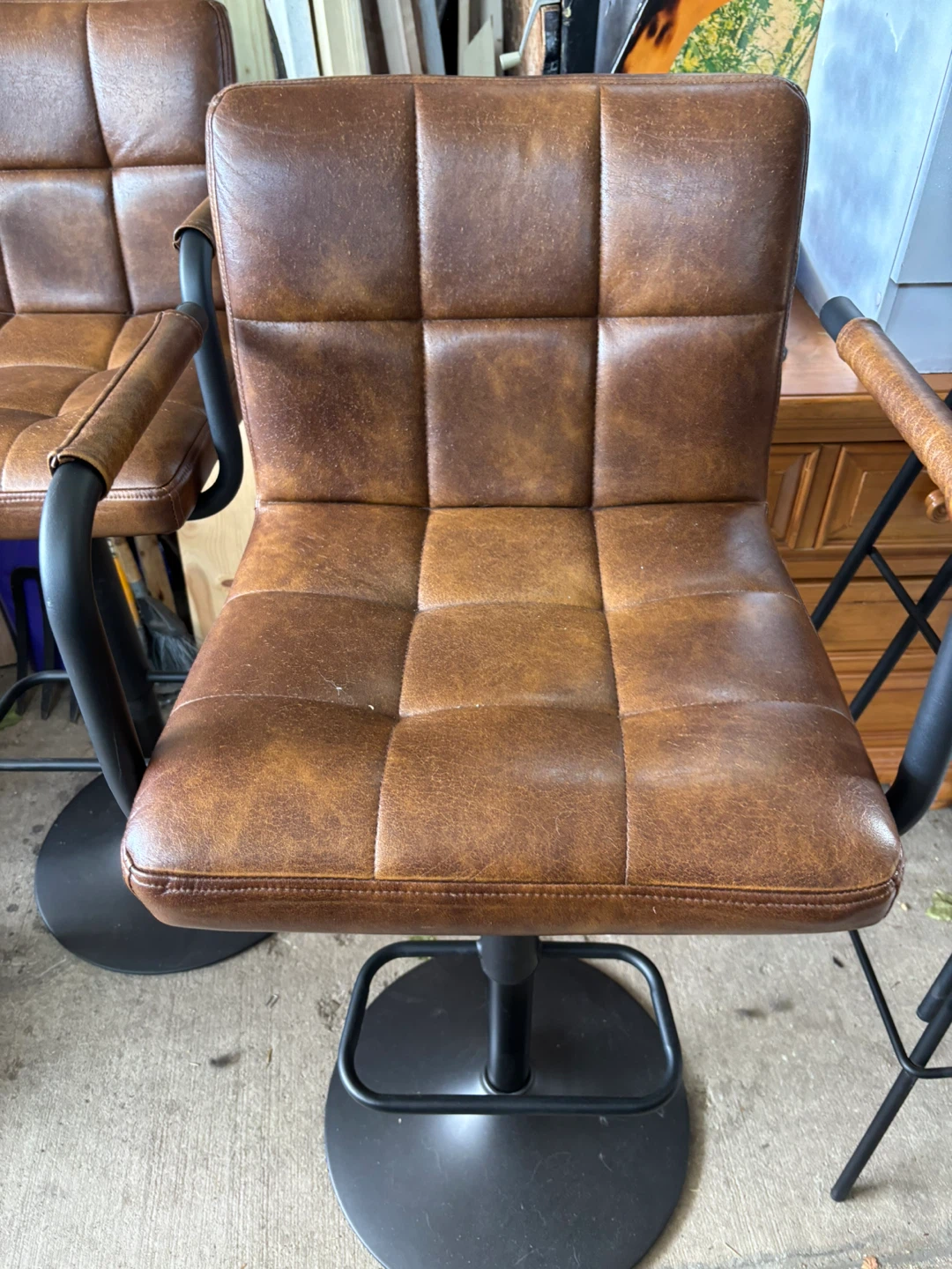 Brown Faux Leather Bar Stool