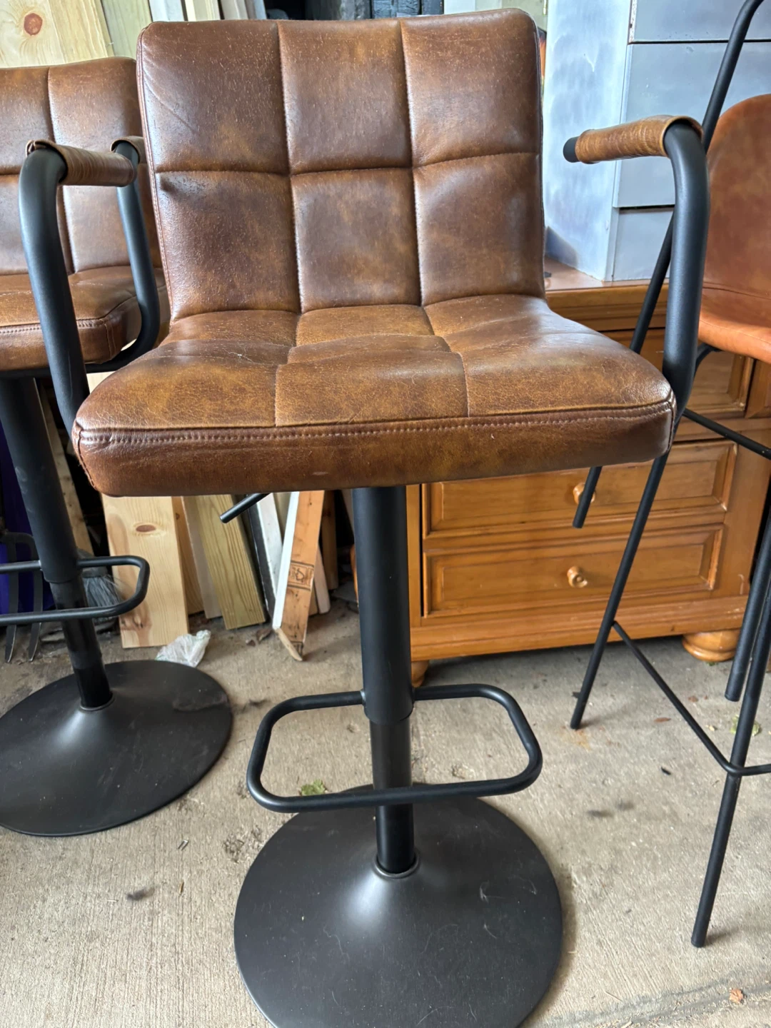 Brown Faux Leather Bar Stool - photo 2