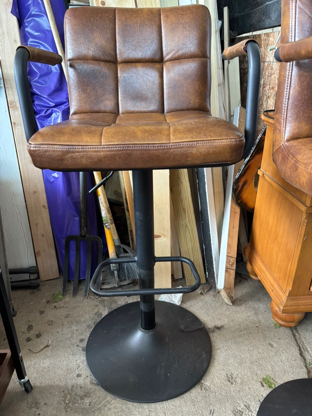 Brown Faux Leather Bar Stool - photo 5