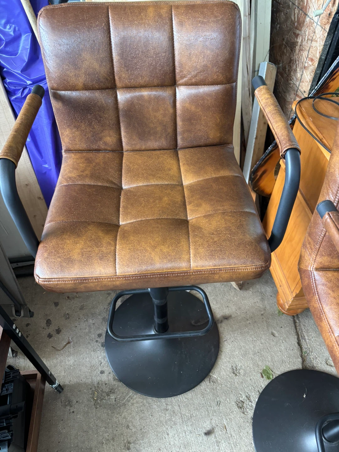 Brown Faux Leather Bar Stool - photo 3