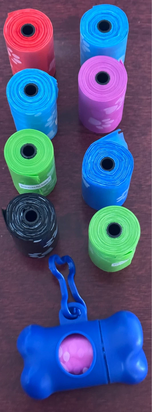 Dog Poop Bag Rolls with Bone Dispenser