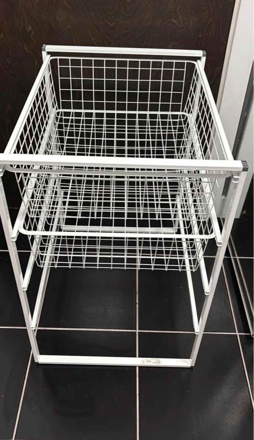 White IKEA Wire Basket Storage Unit - photo 3