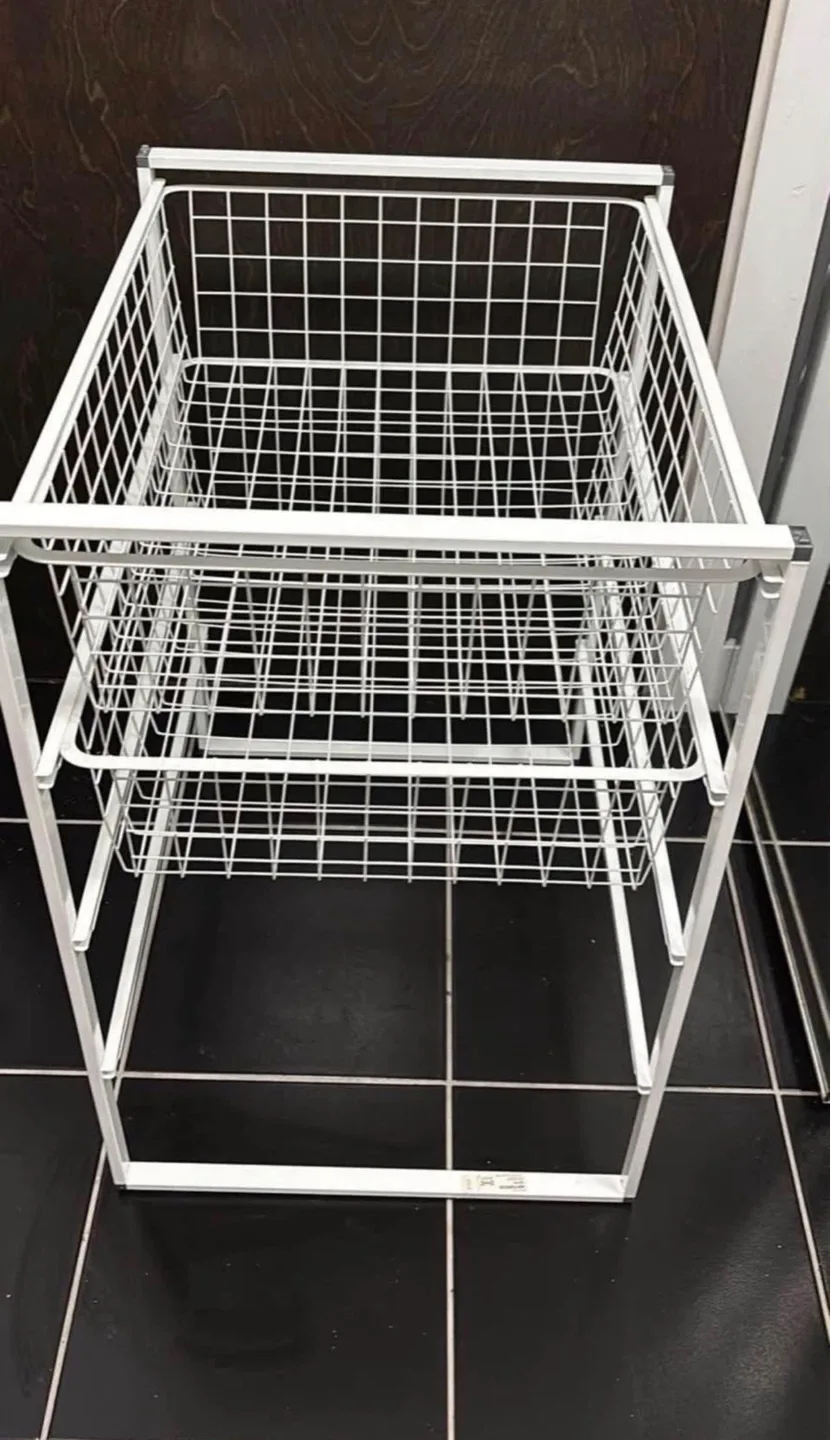 White IKEA Wire Basket Storage Unit - photo 3