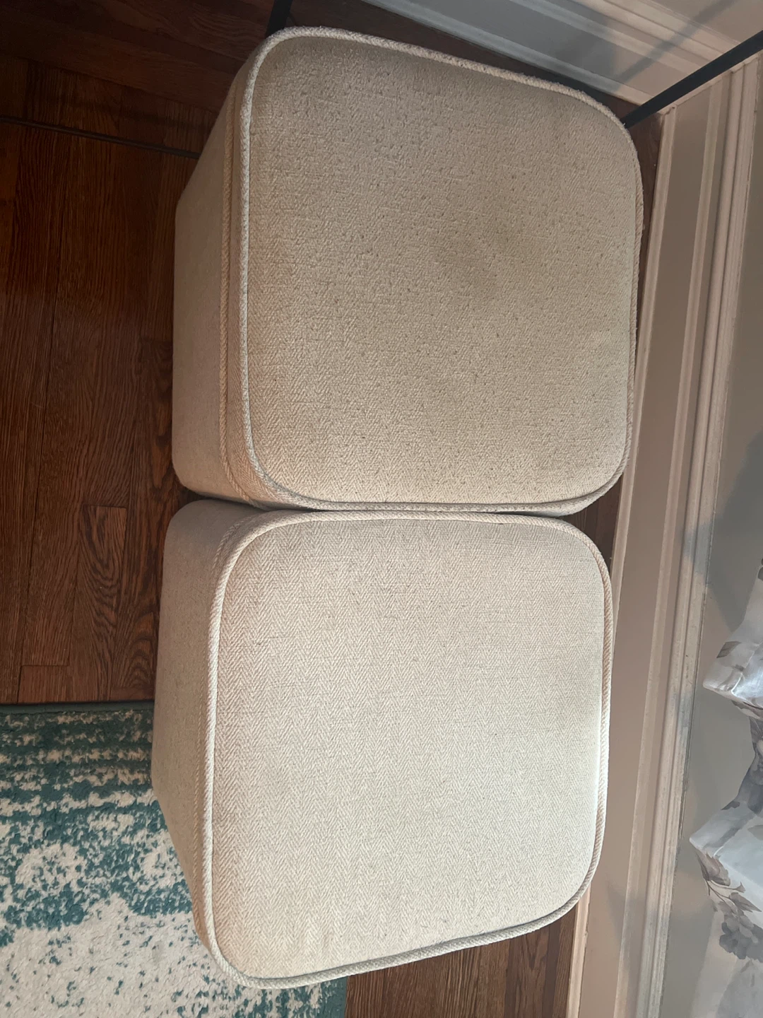 Set of 2 Upholstered Ottomans
