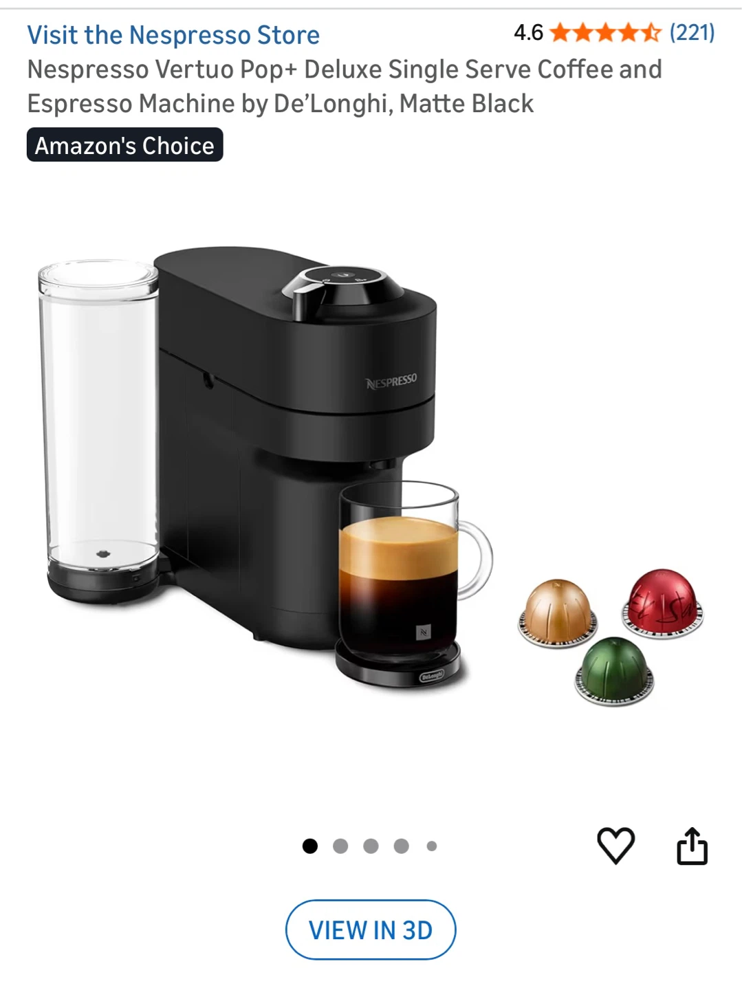 Nespresso Vertuo Pop+ Deluxe Coffee and Espresso Machine