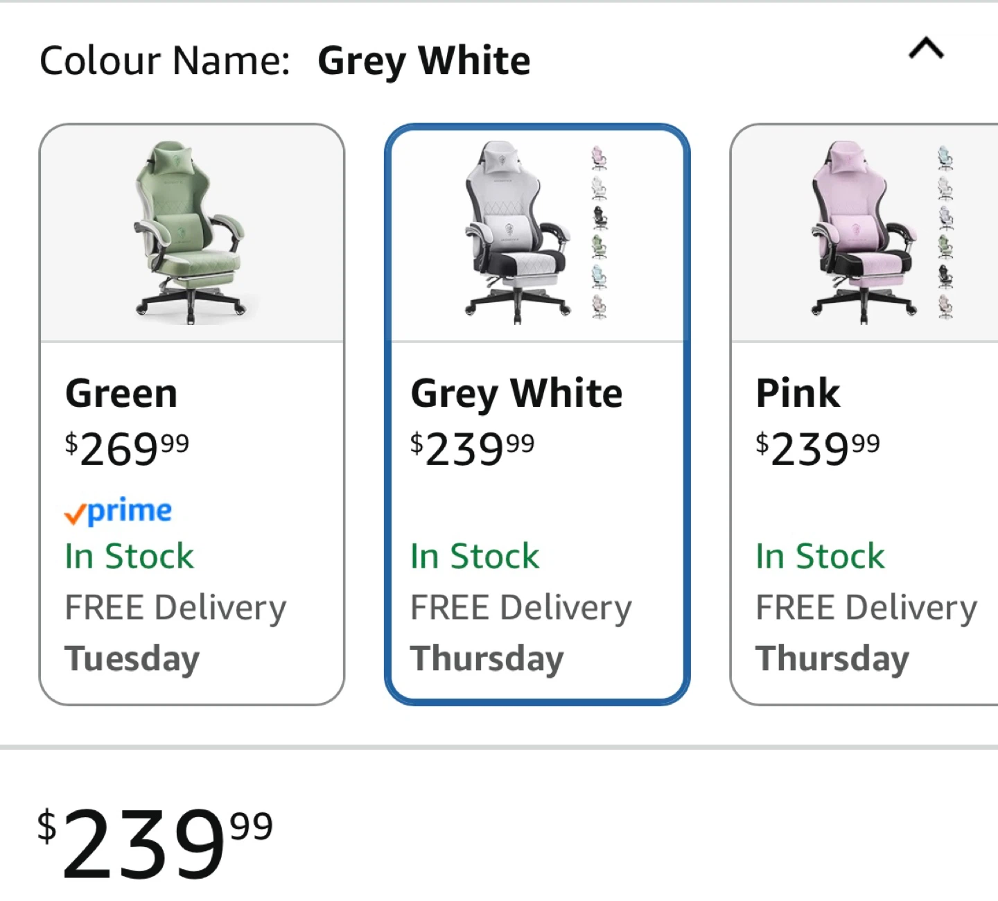 Dowinx Gaming Chair Grey White with Footrest