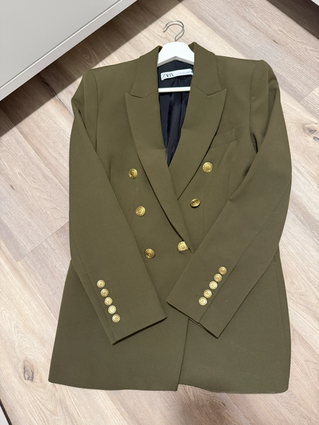 Zara Double Breasted Blazer - Olive Green - Size M