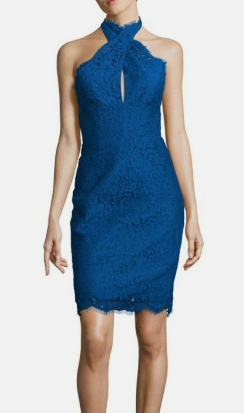 Blue Lace Halter Dress