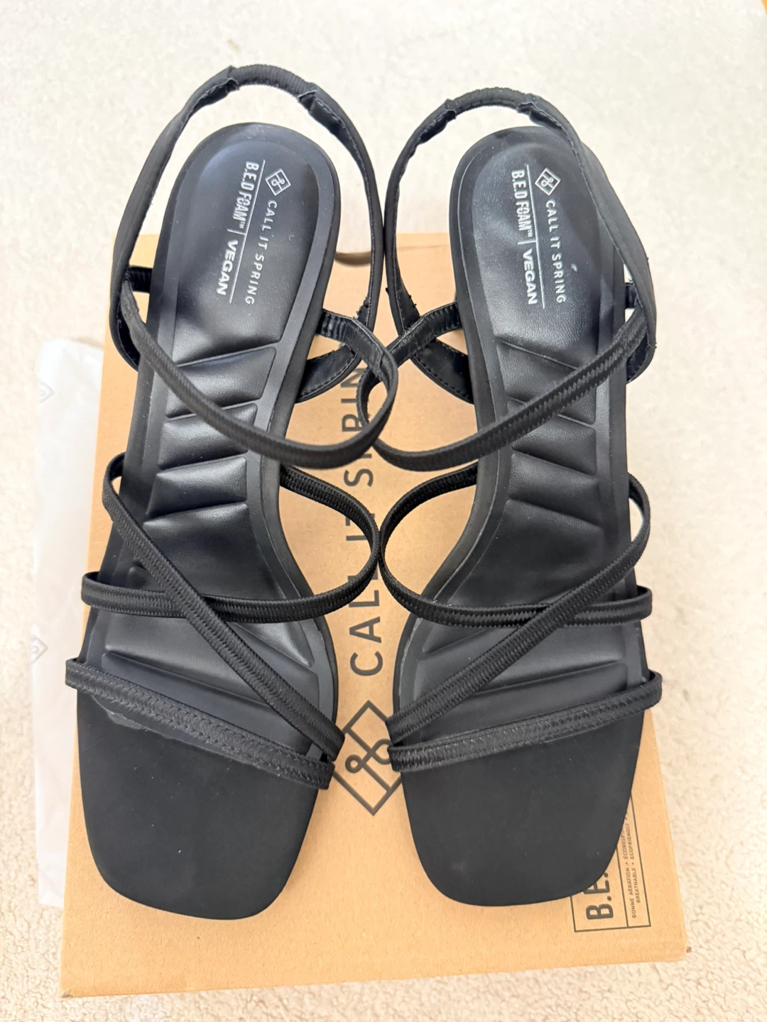 Call It Spring Black Strappy Heels - Size 8.5 - photo 2