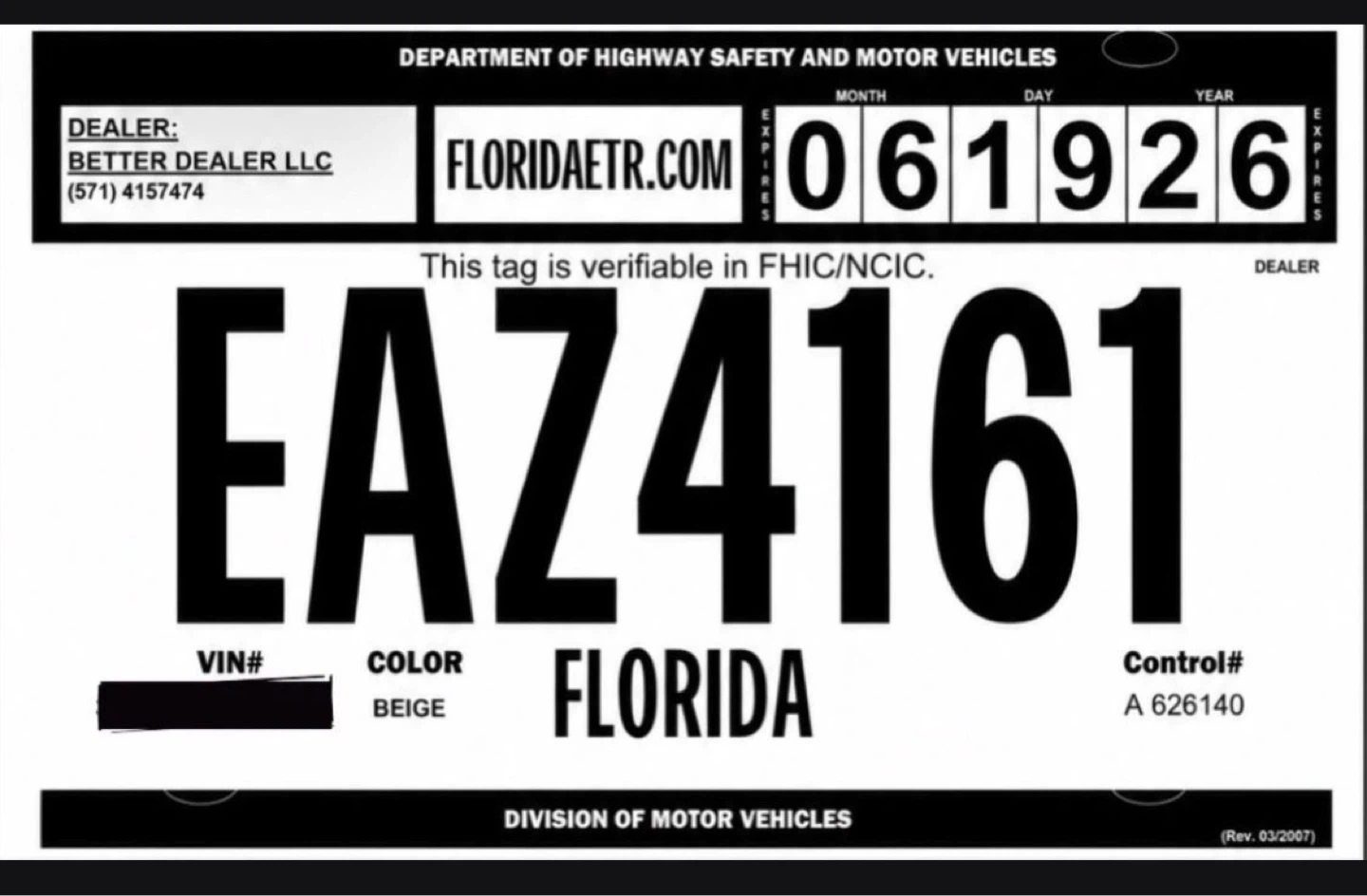 Temporary Plates/ Placa Temporales ( New Jersey or Florida ) - photo 2