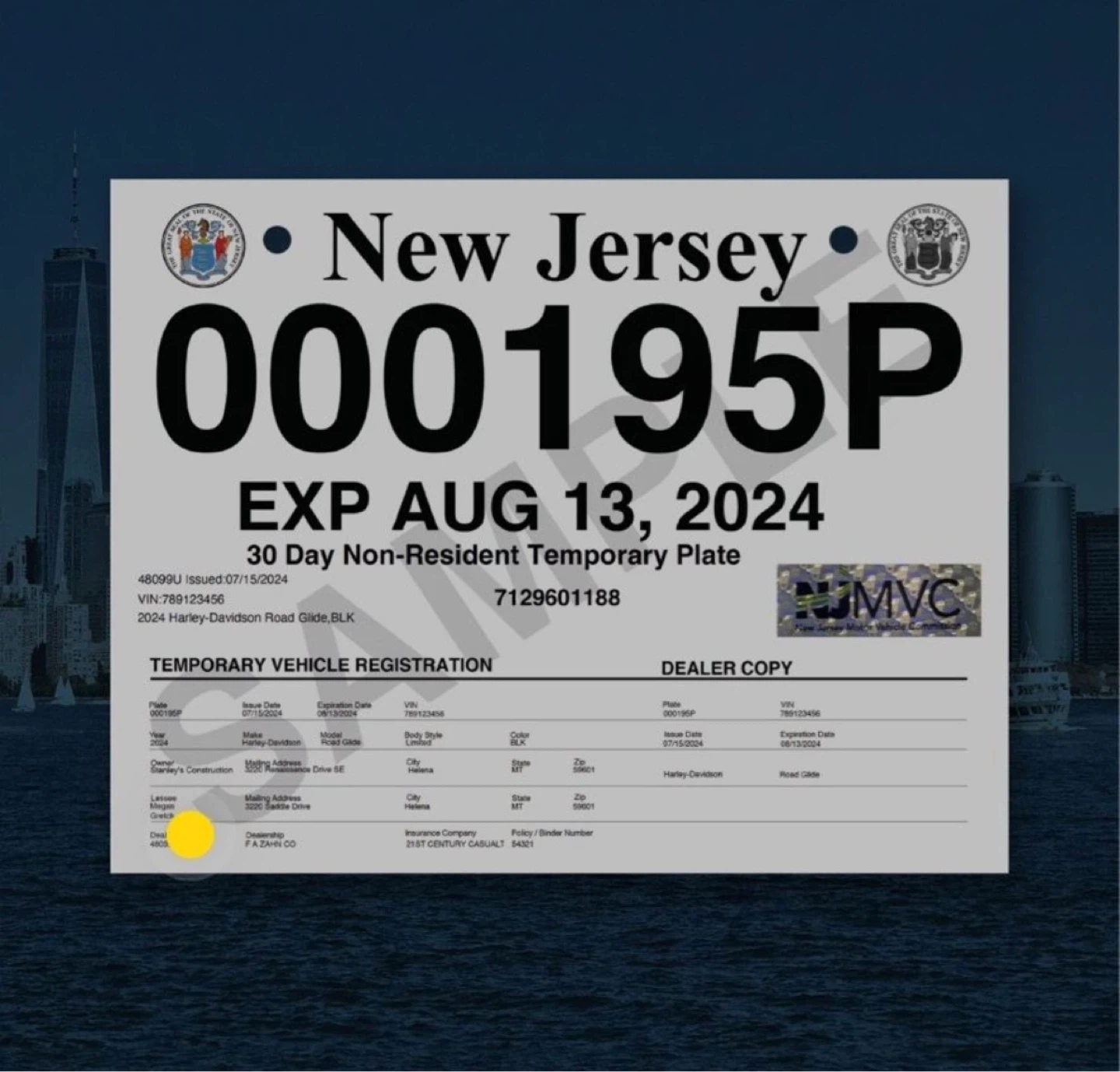 Temporary Plates/ Placa Temporales ( New Jersey or Florida ) - photo 3