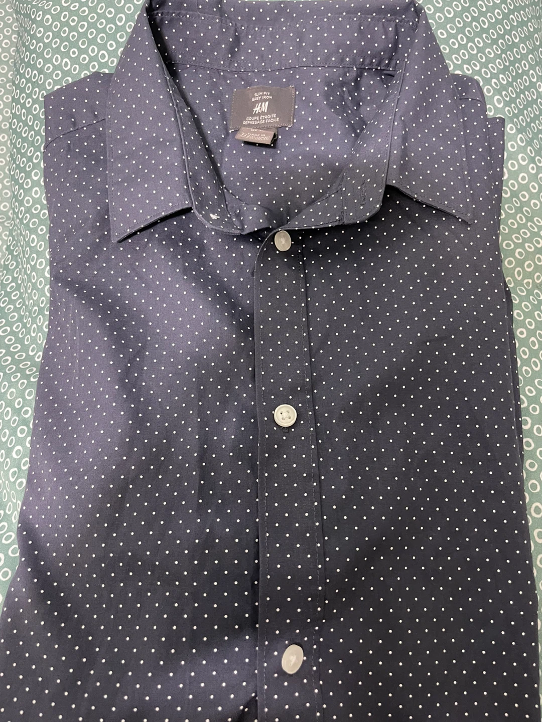 H&M Slim Fit Easy Iron Polka Dot Dress Shirt