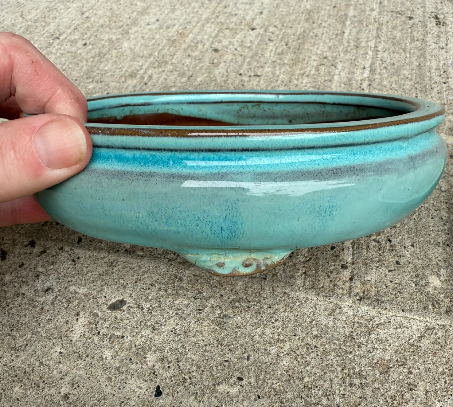 Teal Ceramic Bonsai Pot with Saucer - photo 3