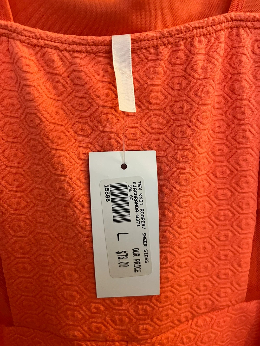 Orange Textured Romper with Mesh Sides Size L - photo 3