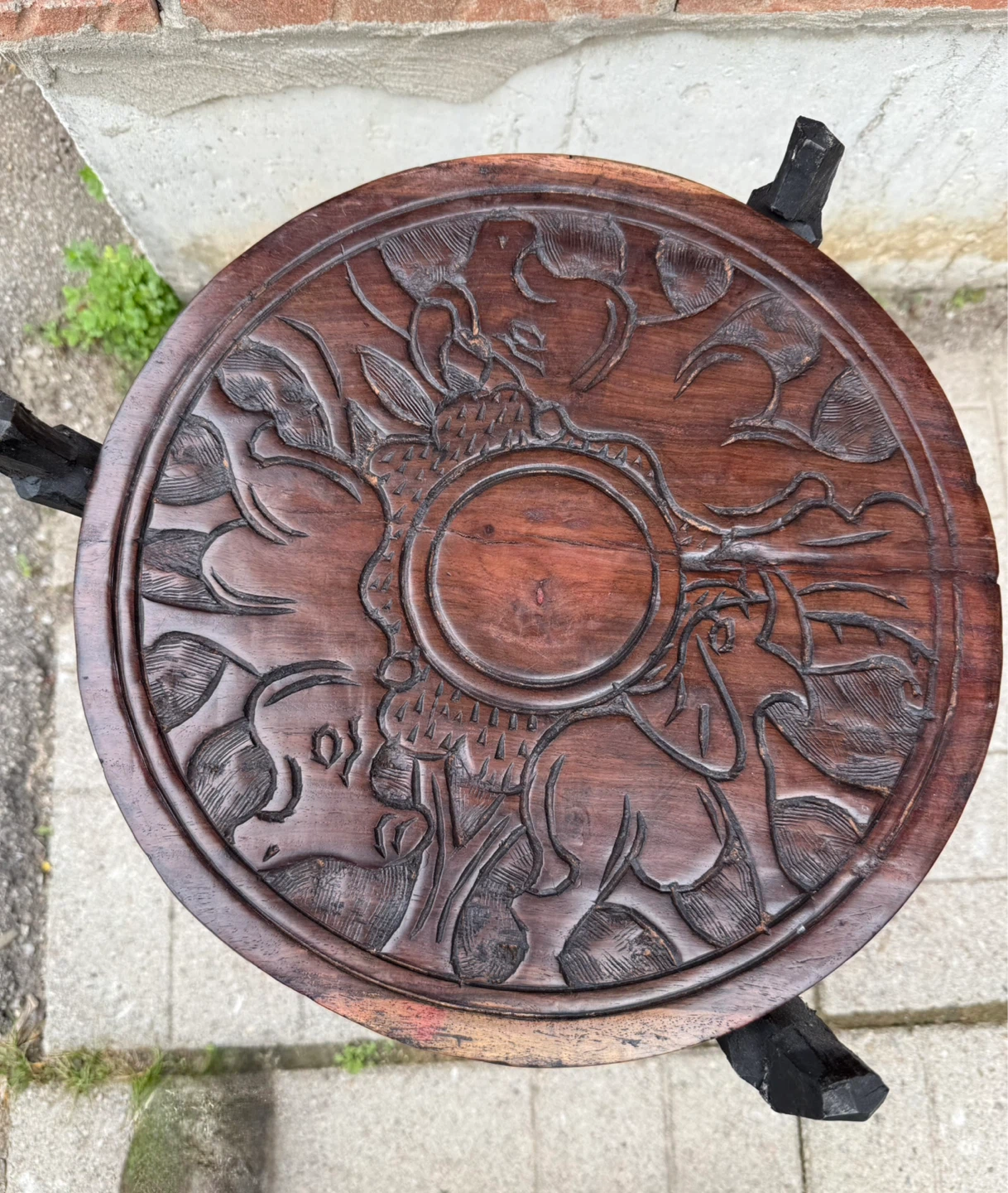 Carved Wooden Chess Board Table