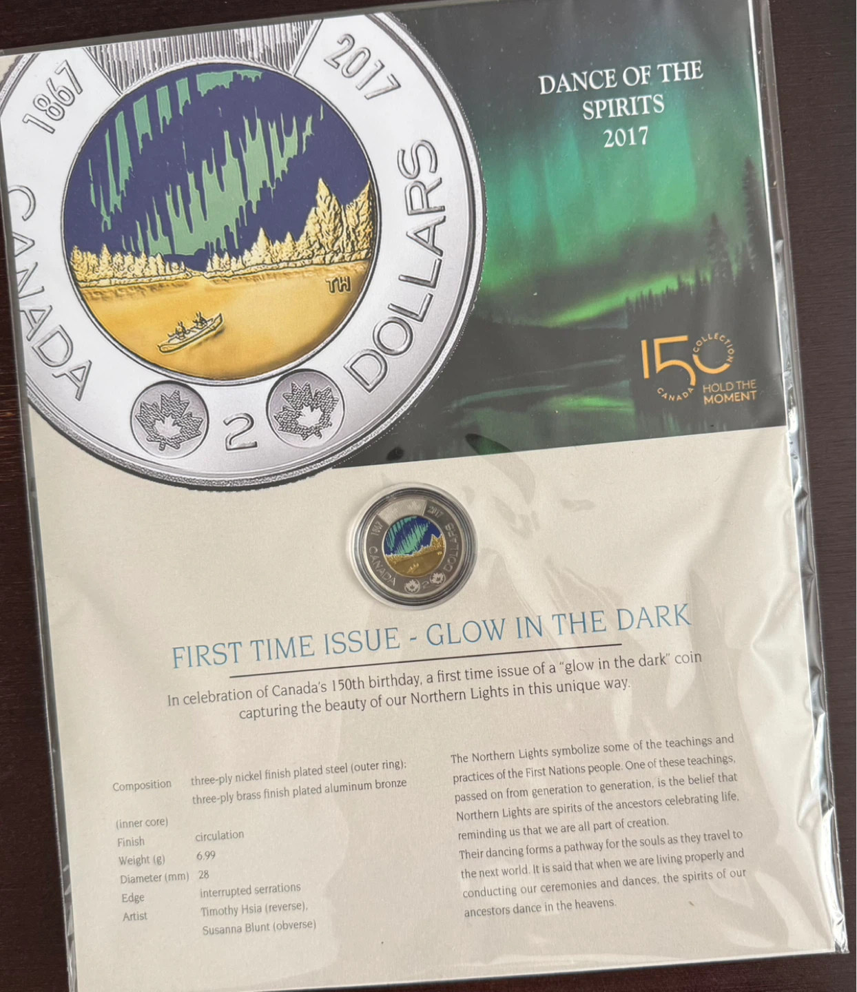 Canada 2017 "Dance of the Spirits" Glow in the Dark Coin