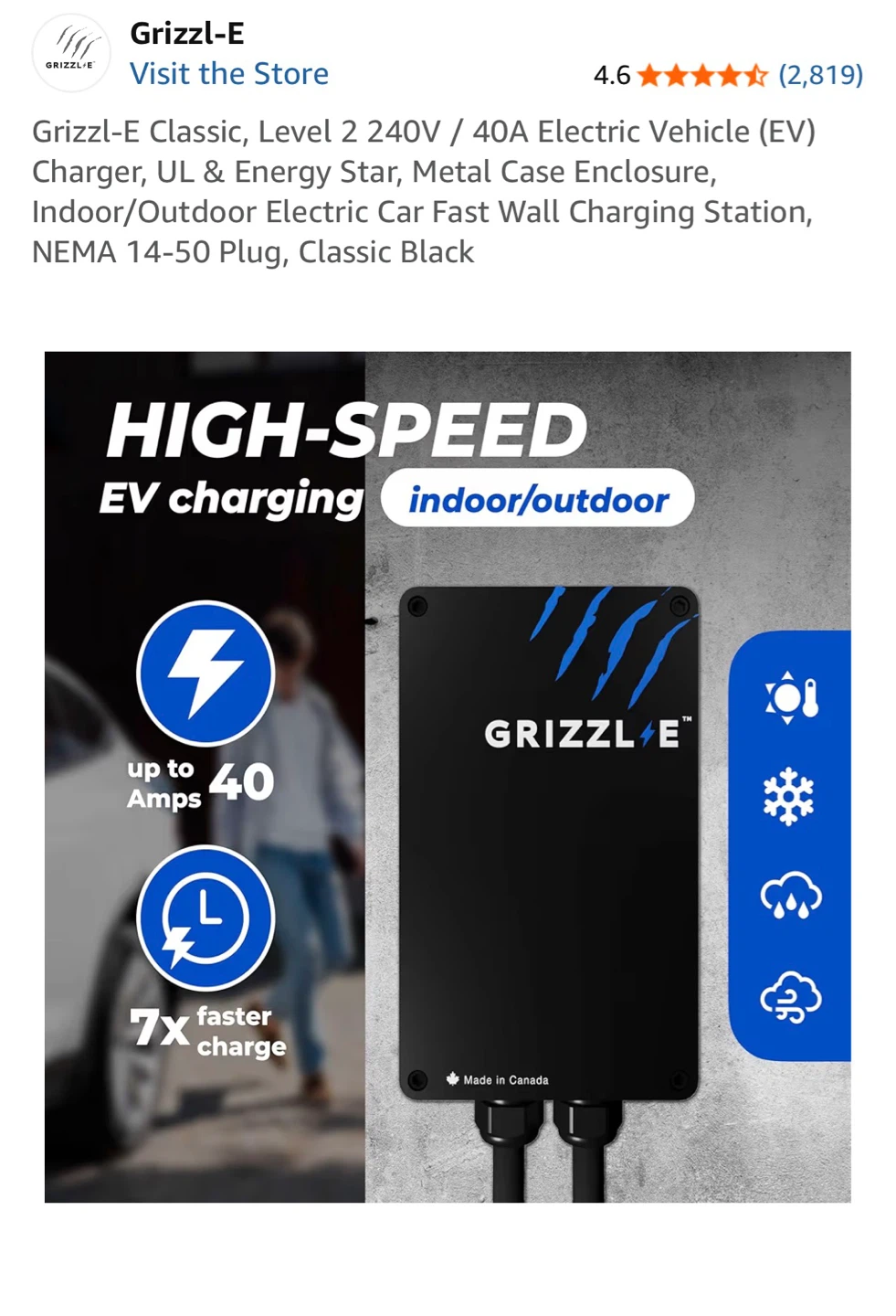 Grizzl-E Classic Connect Wi-Fi 40A EV Charger (Brand new in box) - photo 3
