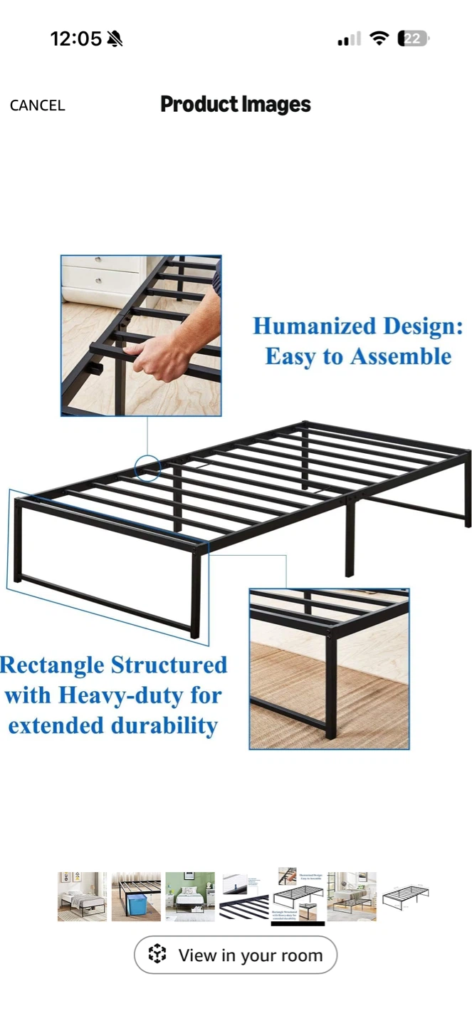 Twin size metal bed frame - photo 3