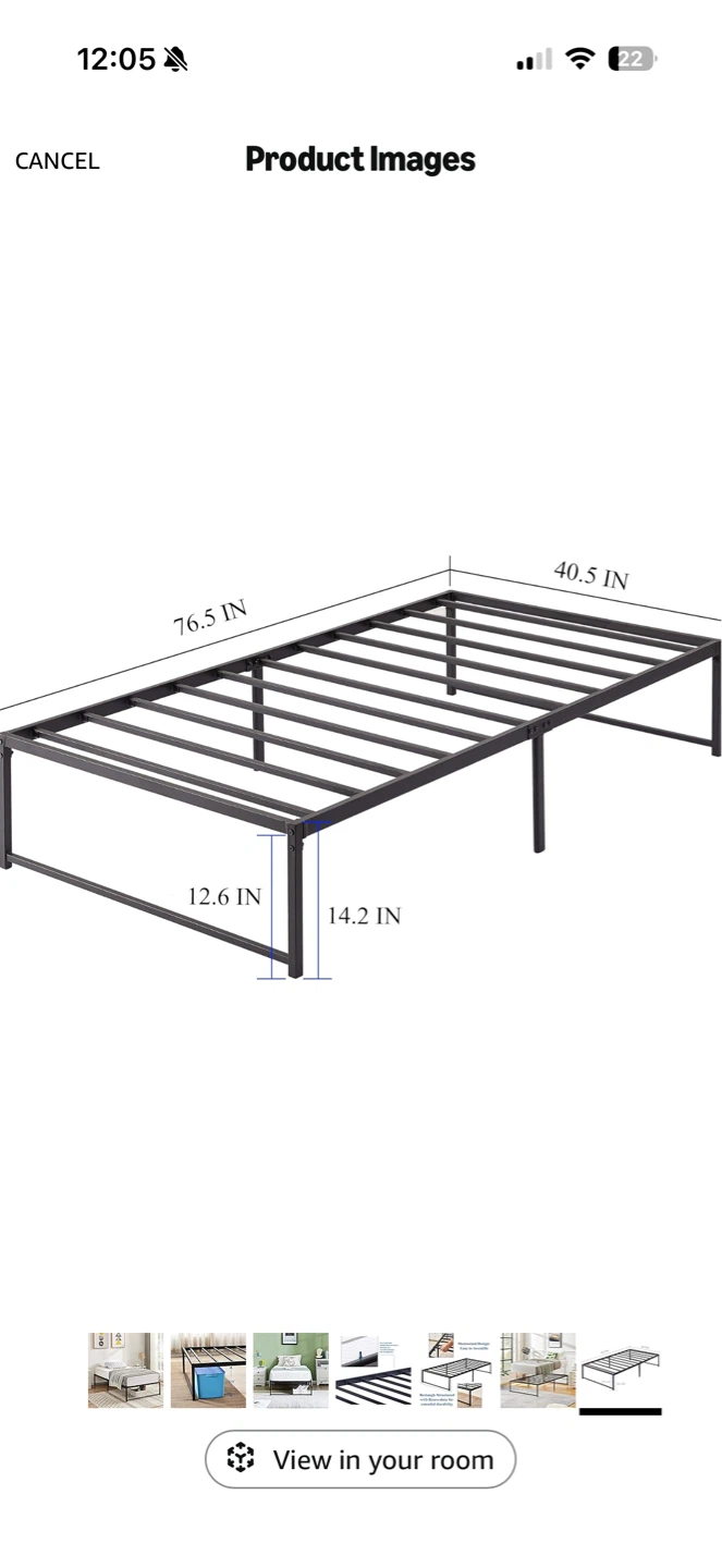 Twin size metal bed frame