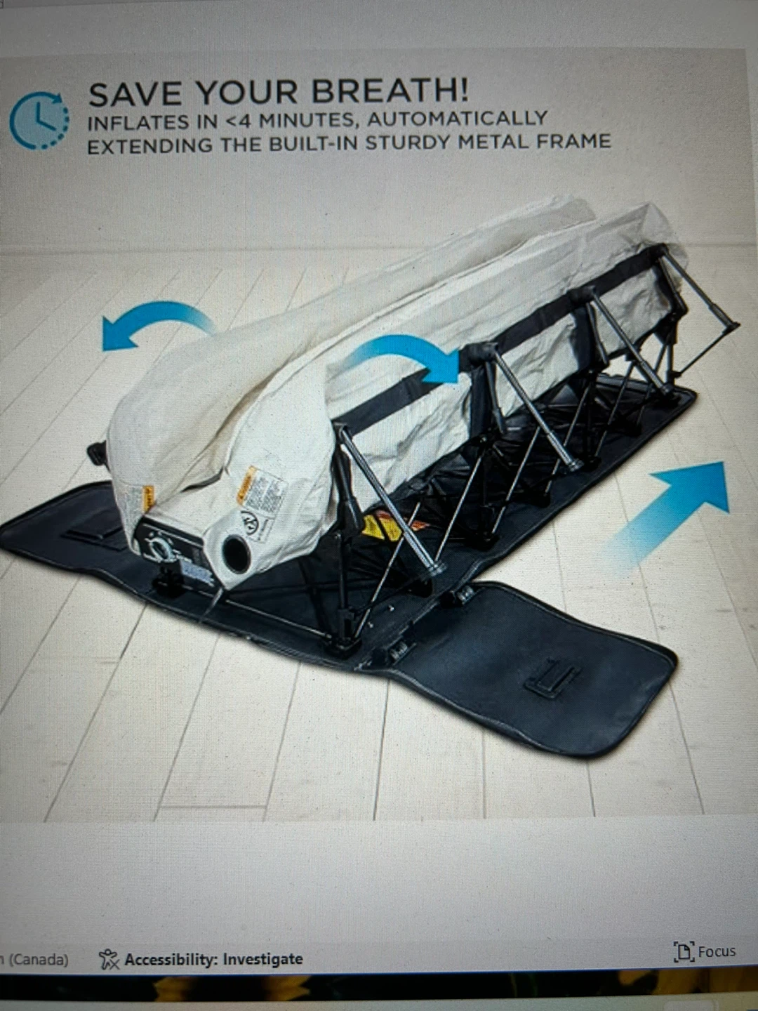 Self inflating single air mattress with bed frame and case - photo 2