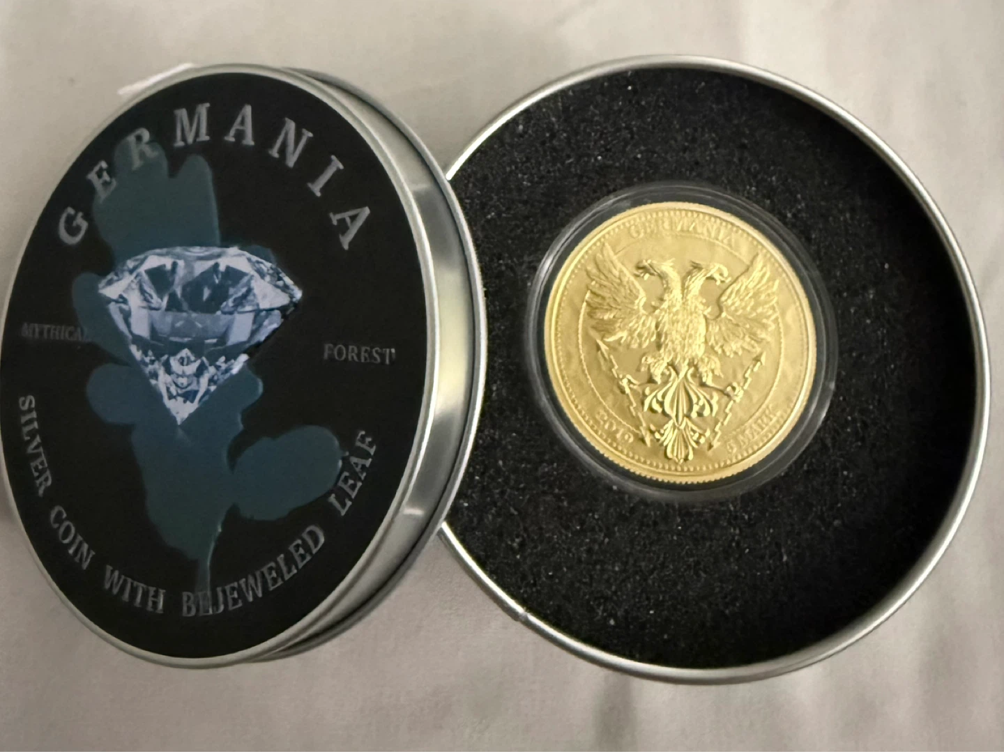 Germania Mint Oak Leaf Bejeweled Silver Coin - photo 5