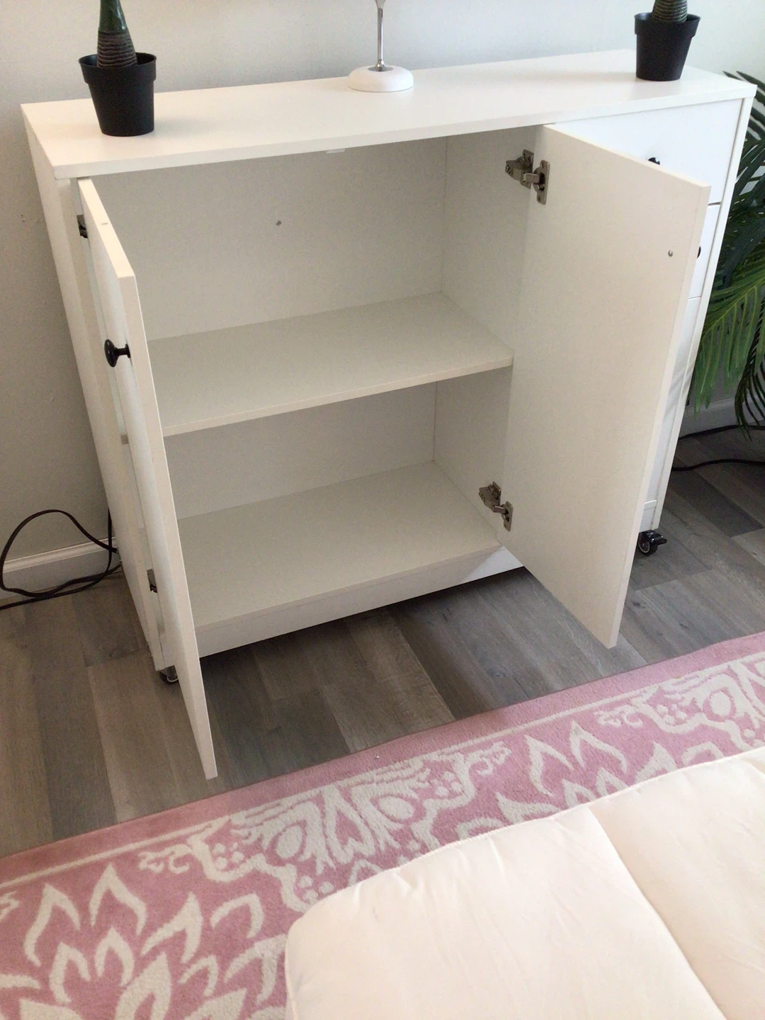 White Storage Cabinet with Doors and Drawers - photo 2
