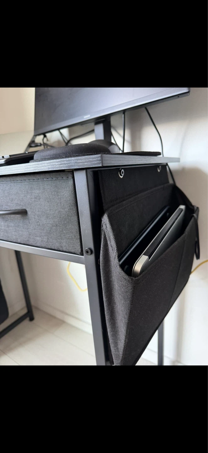 Black Desk with 2 Drawers and Side Organizer - photo 4