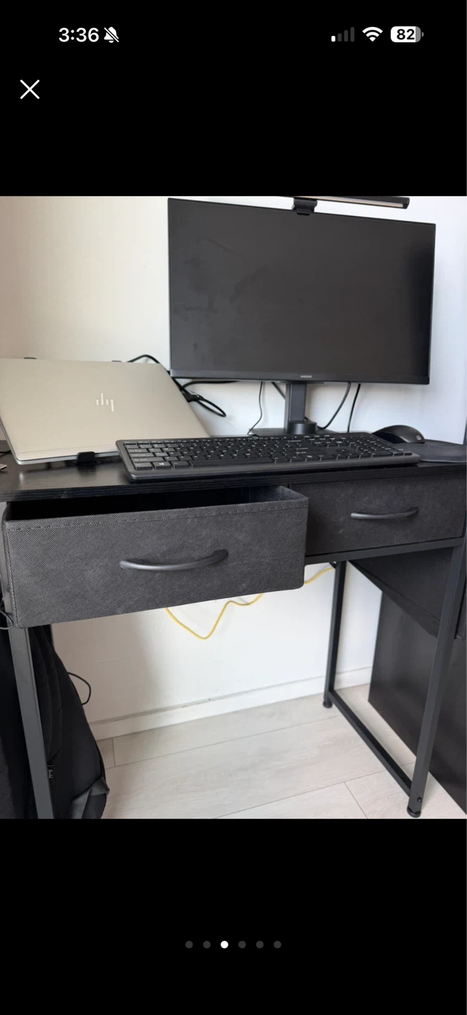 Black Desk with 2 Drawers and Side Organizer - photo 3
