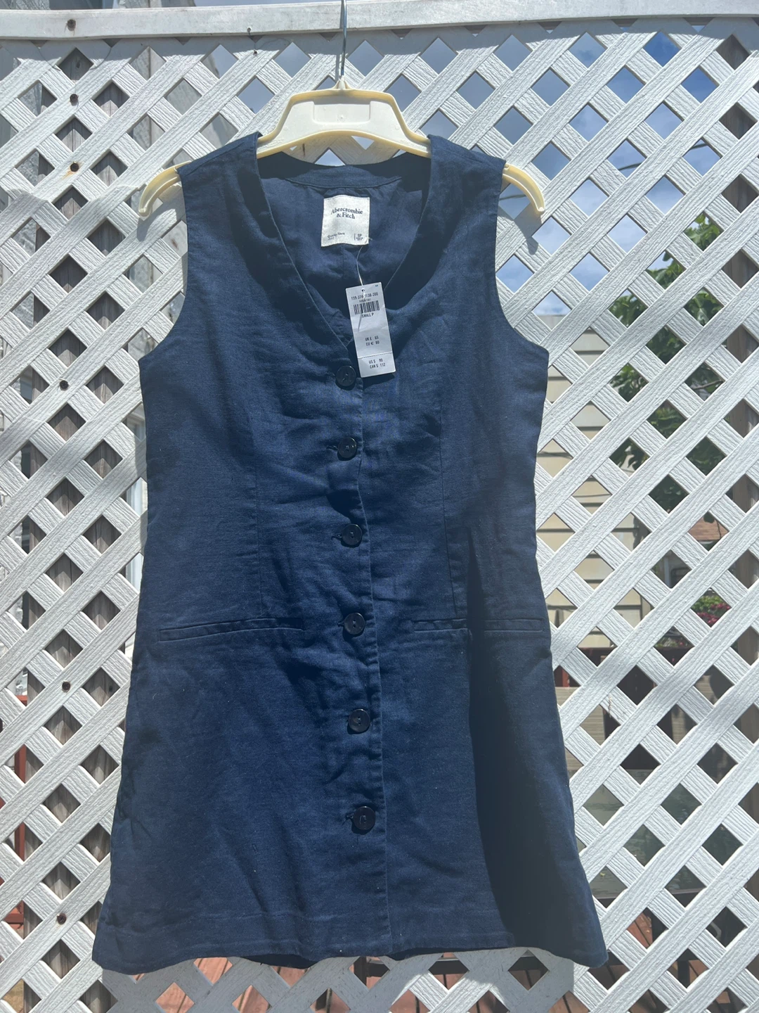 NWT - A&F Navy Sleeveless Button-Up Dress - size S