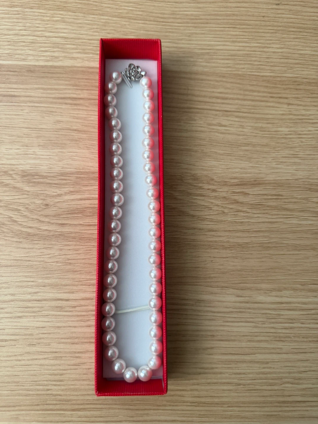 Pearl Fresh Cream Necklace plated  in Red Gift Box beautiful - photo 2