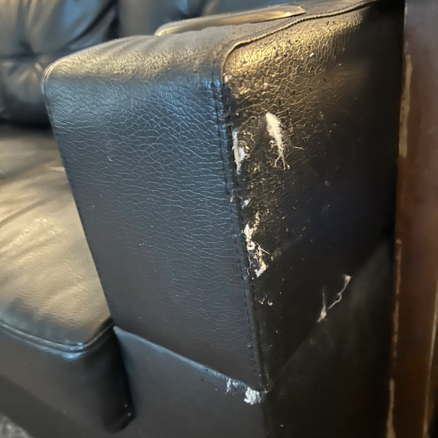 Black Faux  Sectional Sofa with Chaise ASIS - photo 4