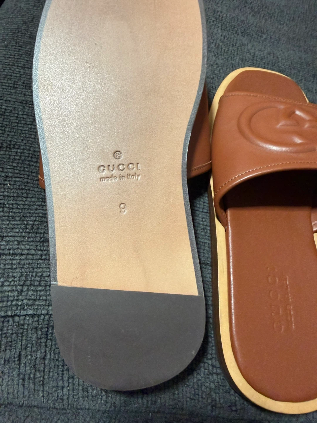 Gucci Brown Leather Slides Size 9 - photo 3