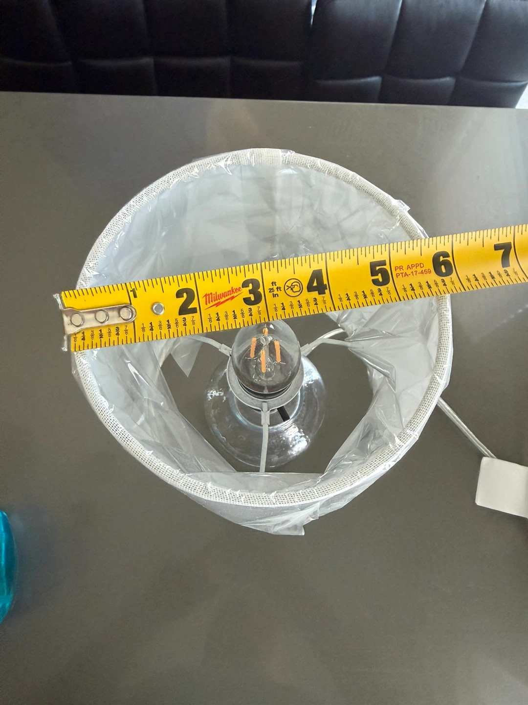 Small Glass Base Table Lamp with White Shade - photo 5