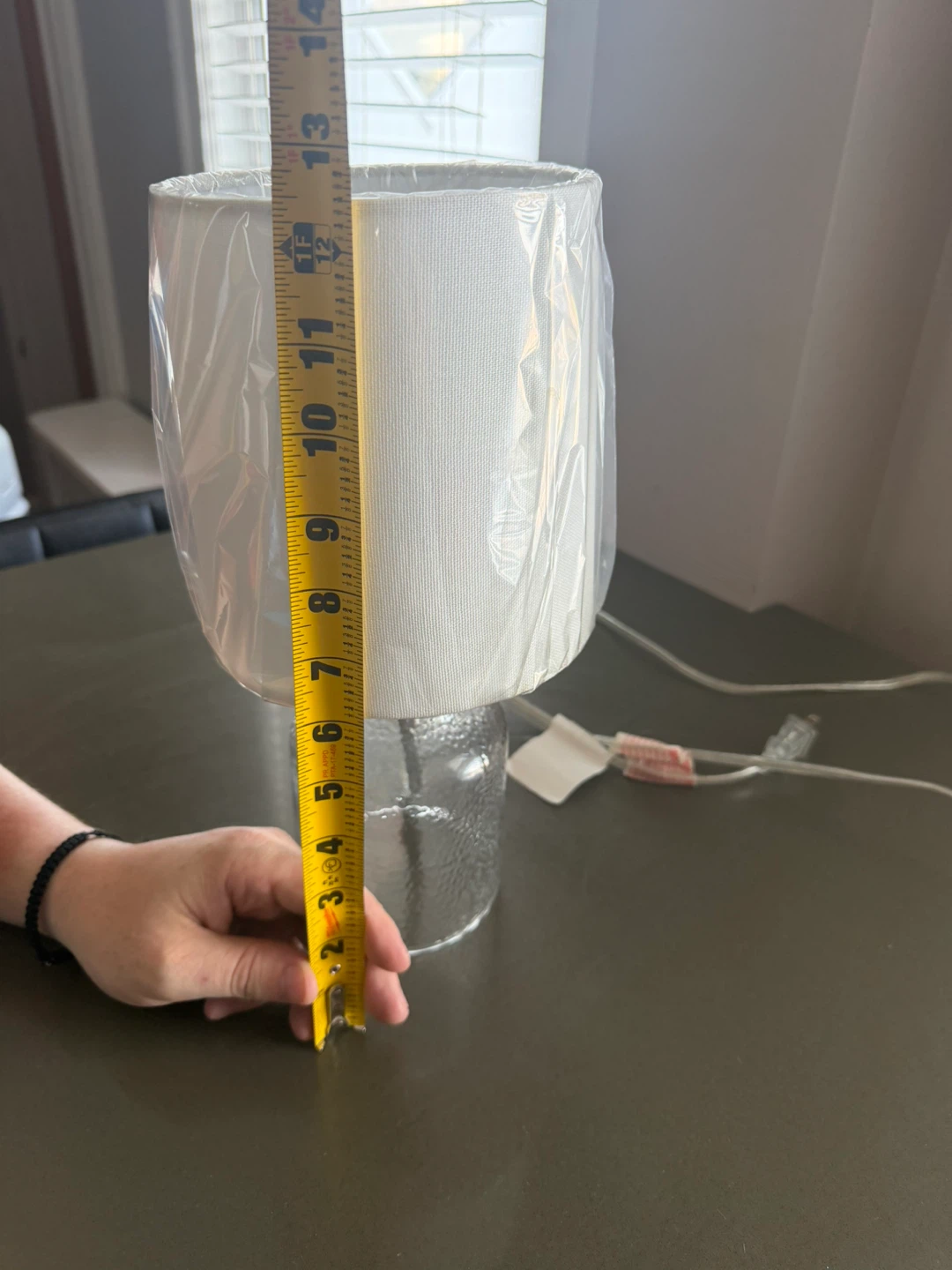 Small Glass Base Table Lamp with White Shade - photo 4