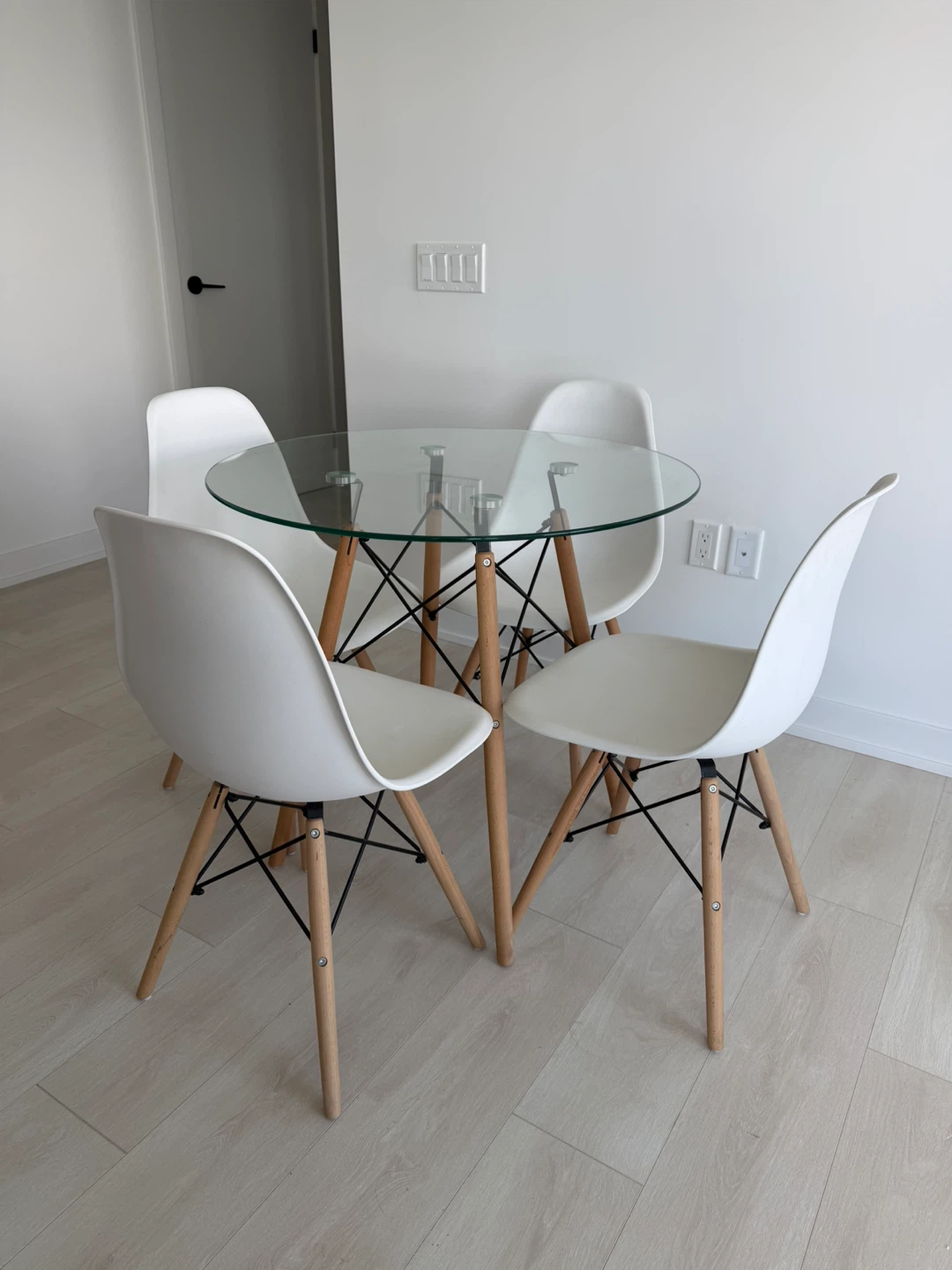 Aykah Eiffel Glass Dining Table Set with 4 Chairs
