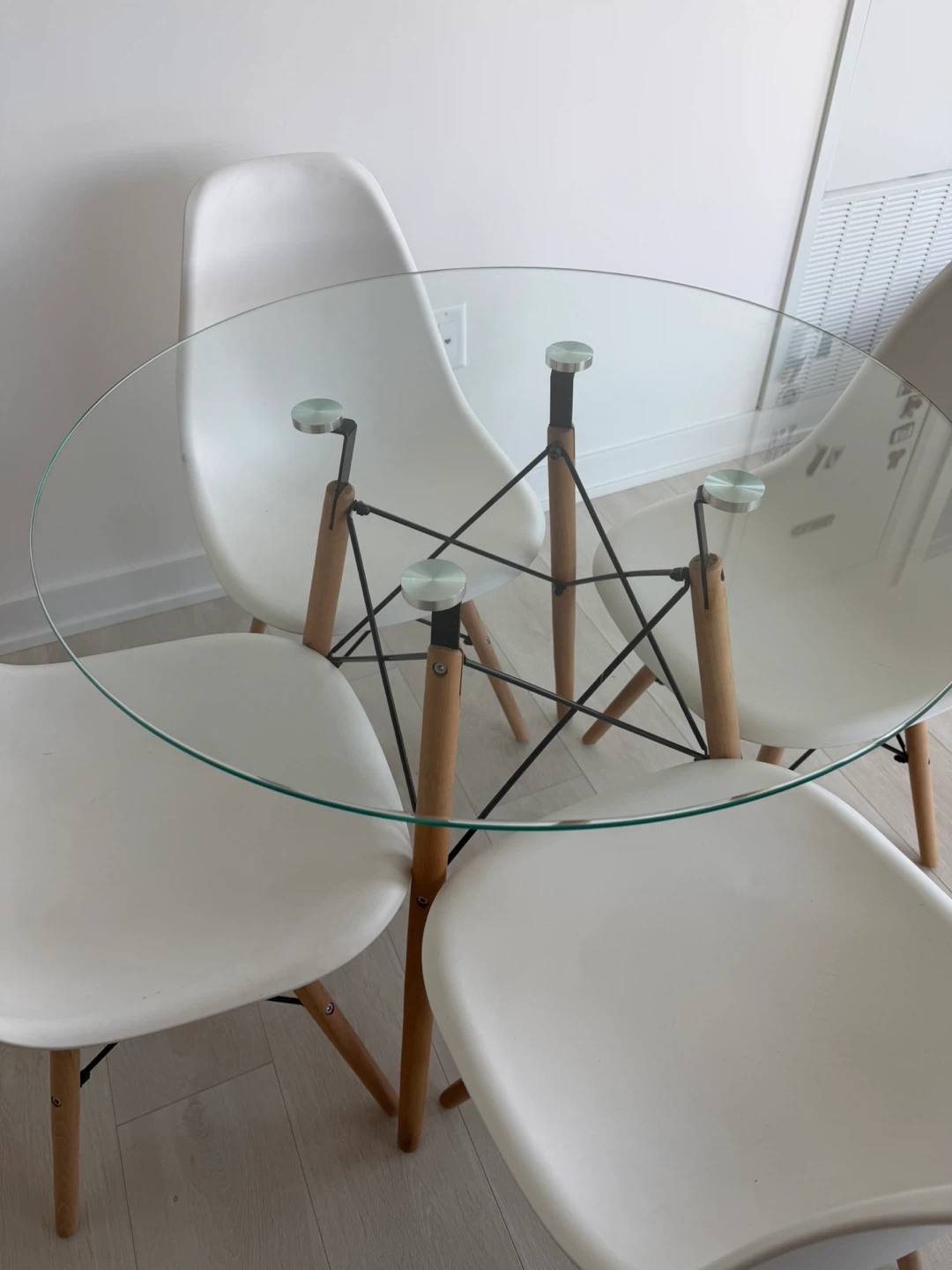 Aykah Eiffel Glass Dining Table Set with 4 Chairs - photo 3