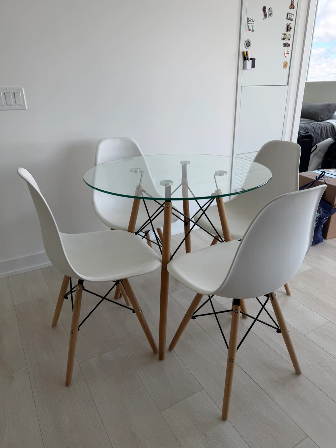 Aykah Eiffel Glass Dining Table Set with 4 Chairs - photo 2