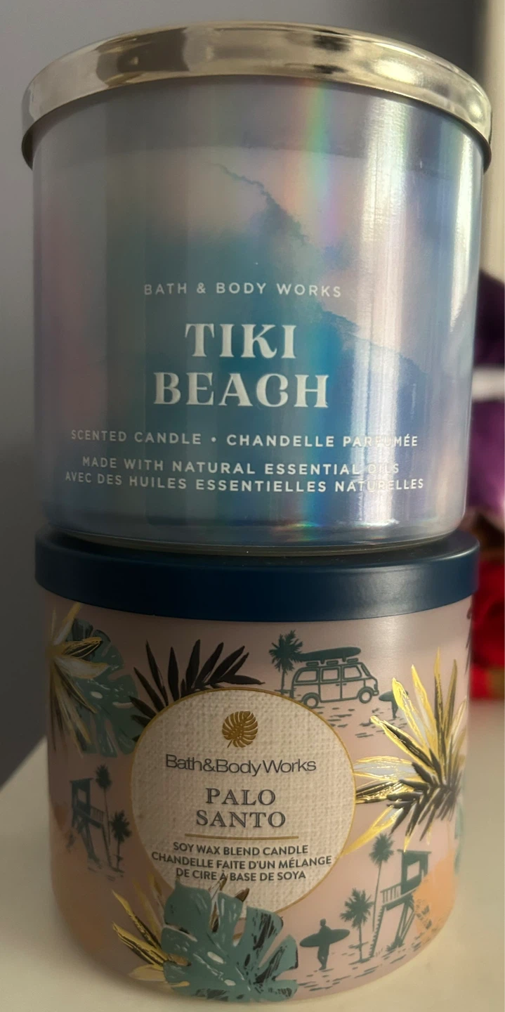 Bath & Body Works Tiki Beach & Palo Santo Candles