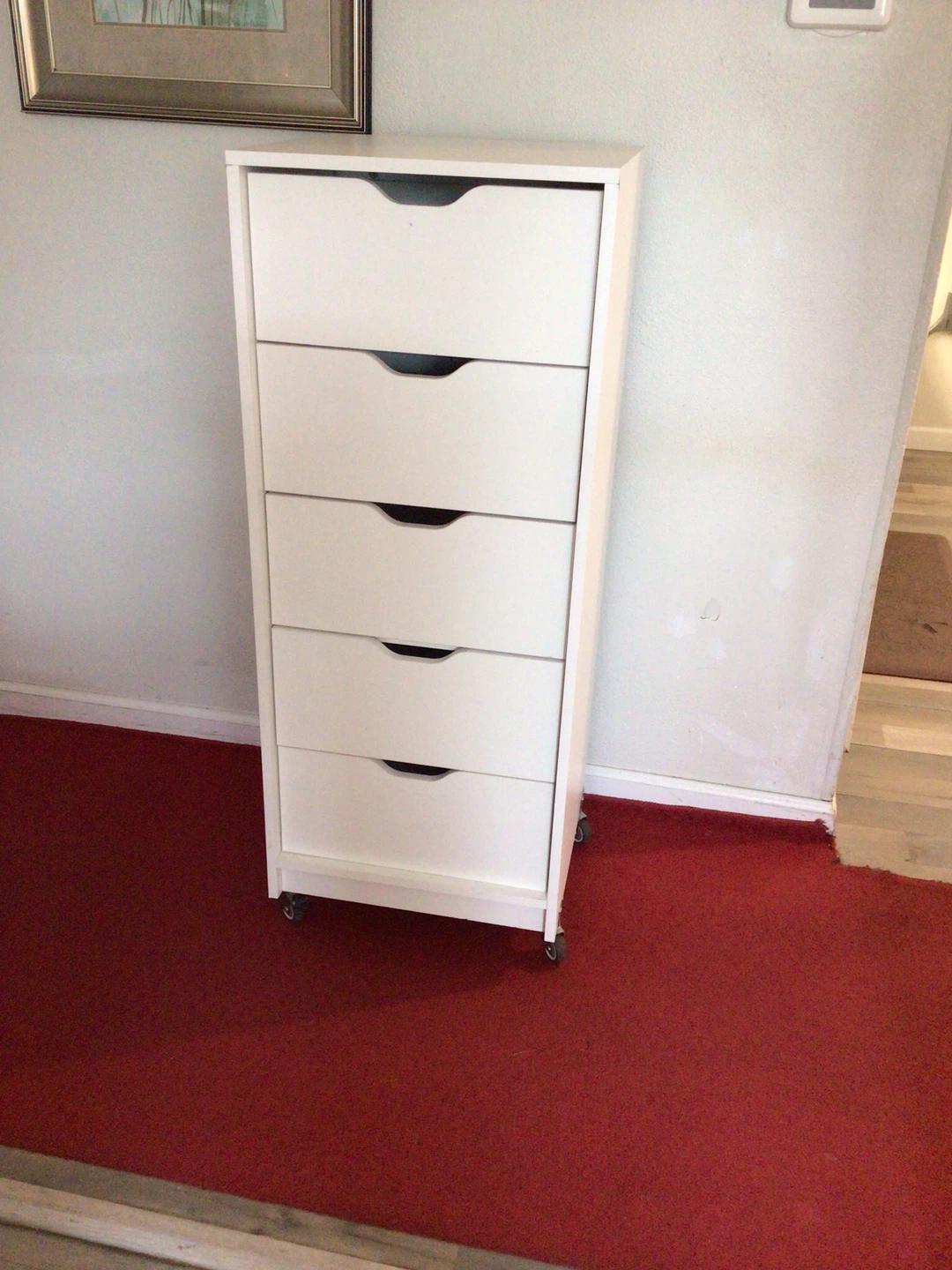 White 5-Drawer Rolling Chest