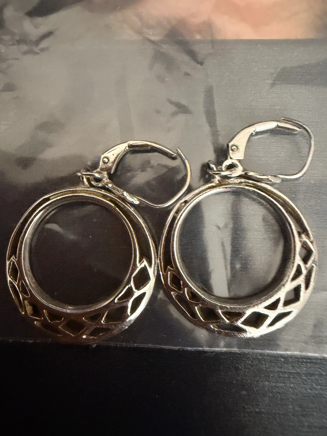 Silver Tone Round Earrings